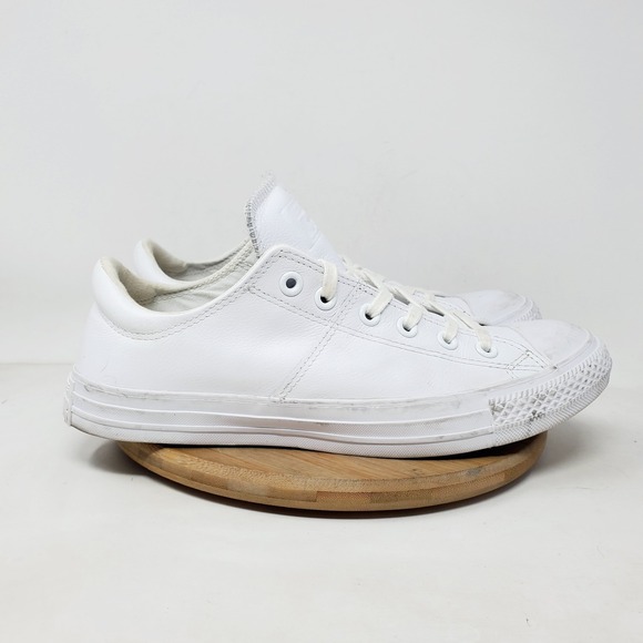 Converse All Star Madison‎ OX Sneakers Womens 10 White Leather Lace Up Shoes - Picture 8 of 13
